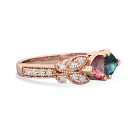 Pink Tourmaline Diamond Butterflies 14K Rose Gold ring R5601