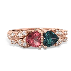 Pink Tourmaline Diamond Butterflies 14K Rose Gold ring R5601