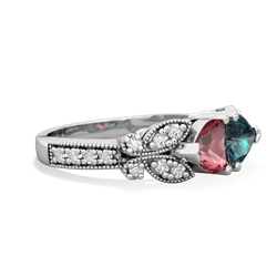 Pink Tourmaline Diamond Butterflies 14K White Gold ring R5601