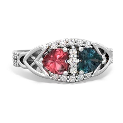 Pink Tourmaline Sparkling Celtic Knot 14K White Gold ring R2645