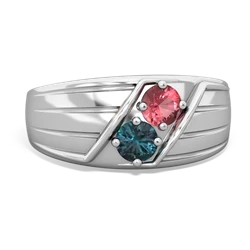 Pink Tourmaline Men's Streamline 14K White Gold ring R0460