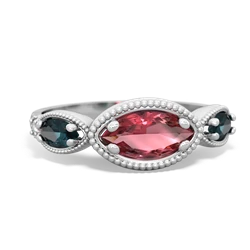 Pink Tourmaline Milgrain Marquise 14K White Gold ring R5700