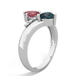 Pink Tourmaline Heart To Heart 14K White Gold ring R2064