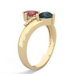 Pink Tourmaline Heart To Heart 14K Yellow Gold ring R2064