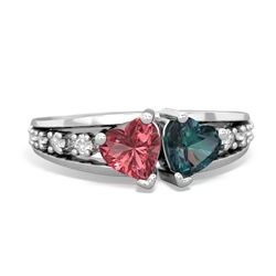 Pink Tourmaline Heart To Heart 14K White Gold ring R3342