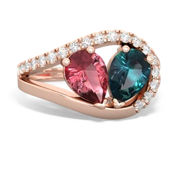 Pink Tourmaline Nestled Heart Keepsake 14K Rose Gold ring R5650