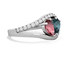 Pink Tourmaline Nestled Heart Keepsake 14K White Gold ring R5650