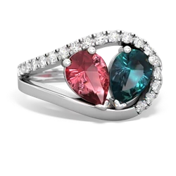 Pink Tourmaline Nestled Heart Keepsake 14K White Gold ring R5650