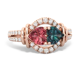 Pink Tourmaline Art-Deco Keepsake 14K Rose Gold ring R5630