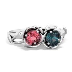 Pink Tourmaline Rose Garden 14K White Gold ring R5510