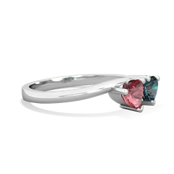 Pink Tourmaline Sweethearts 14K White Gold ring R5260