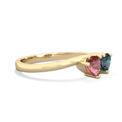 Pink Tourmaline Sweethearts 14K Yellow Gold ring R5260