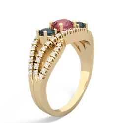 Pink Tourmaline Three Stone Aurora 14K Yellow Gold ring R3080