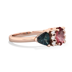 Pink Tourmaline Antique Style Three Stone 14K Rose Gold ring R2186