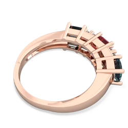 Pink Tourmaline Three Stone Diamond Cluster 14K Rose Gold ring R2592