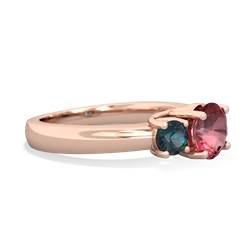 Pink Tourmaline Three Stone Round Trellis 14K Rose Gold ring R4018