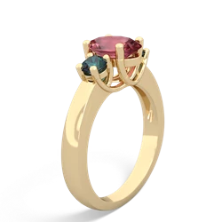 Pink Tourmaline Three Stone Oval Trellis 14K Yellow Gold ring R4024