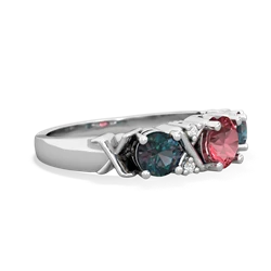 Pink Tourmaline Hugs And Kisses 14K White Gold ring R5016