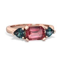 Pink Tourmaline Three Stone 14K Rose Gold ring R5235