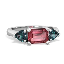 Pink Tourmaline Three Stone 14K White Gold ring R5235