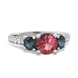 Pink Tourmaline Pave Trellis 14K White Gold ring R5500