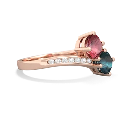 Pink Tourmaline Channel Set Two Stone 14K Rose Gold ring R5303