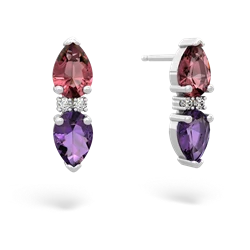 Pink Tourmaline Bowtie Drop 14K White Gold earrings E0865