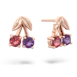 Pink Tourmaline Sweet Cherries 14K Rose Gold earrings E7001