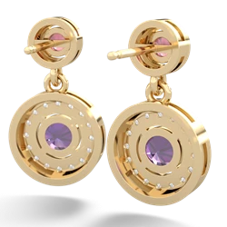 Pink Tourmaline Halo Dangle 14K Yellow Gold earrings E5319