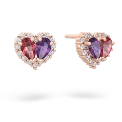 Pink Tourmaline Halo 14K Rose Gold earrings E7008