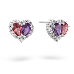 Pink Tourmaline Halo 14K White Gold earrings E7008