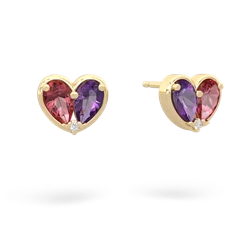 Pink Tourmaline 'Our Heart' 14K Yellow Gold earrings E5072