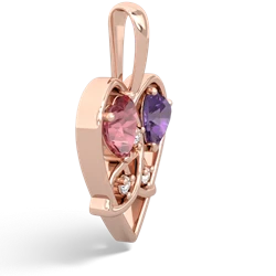 Pink Tourmaline Celtic Trinity Heart 14K Rose Gold pendant P5331