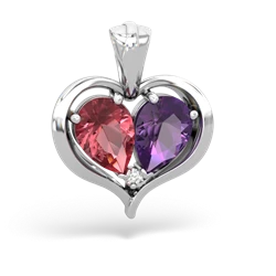 Pink Tourmaline Two Become One 14K White Gold pendant P5330