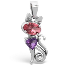 Pink Tourmaline Kitten 14K White Gold pendant P5780