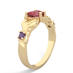 Pink Tourmaline Claddagh Keepsake 14K Yellow Gold ring R5245