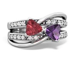 Pink Tourmaline Bowtie 14K White Gold ring R2360