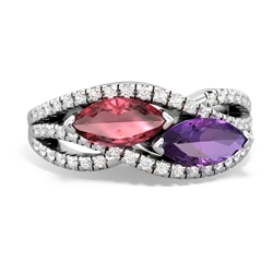 Pink Tourmaline Diamond Rivers 14K White Gold ring R3070