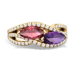 Pink Tourmaline Diamond Rivers 14K Yellow Gold ring R3070