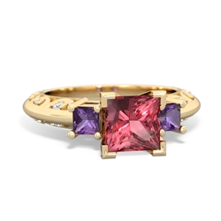 Pink Tourmaline Eternal Embrace Engagement 14K Yellow Gold ring C2001