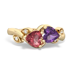 Pink Tourmaline Floral Elegance 14K Yellow Gold ring R5790