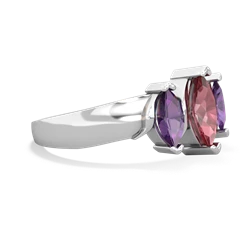 Pink Tourmaline Three Peeks 14K White Gold ring R2433