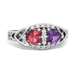 Pink Tourmaline Sparkling Celtic Knot 14K White Gold ring R2645