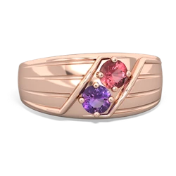 Pink Tourmaline Men's Streamline 14K Rose Gold ring R0460