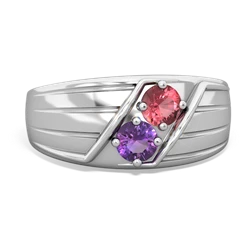 Pink Tourmaline Men's Streamline 14K White Gold ring R0460