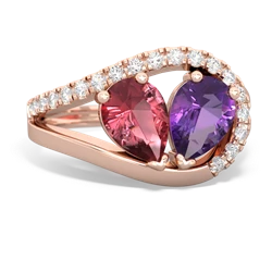 Pink Tourmaline Nestled Heart Keepsake 14K Rose Gold ring R5650