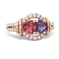 Pink Tourmaline Art-Deco Keepsake 14K Rose Gold ring R5630