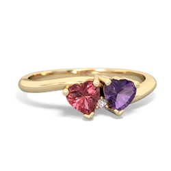 Pink Tourmaline Sweethearts 14K Yellow Gold ring R5260