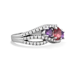 Pink Tourmaline Three Stone Aurora 14K White Gold ring R3080