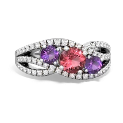 Pink Tourmaline Three Stone Aurora 14K White Gold ring R3080